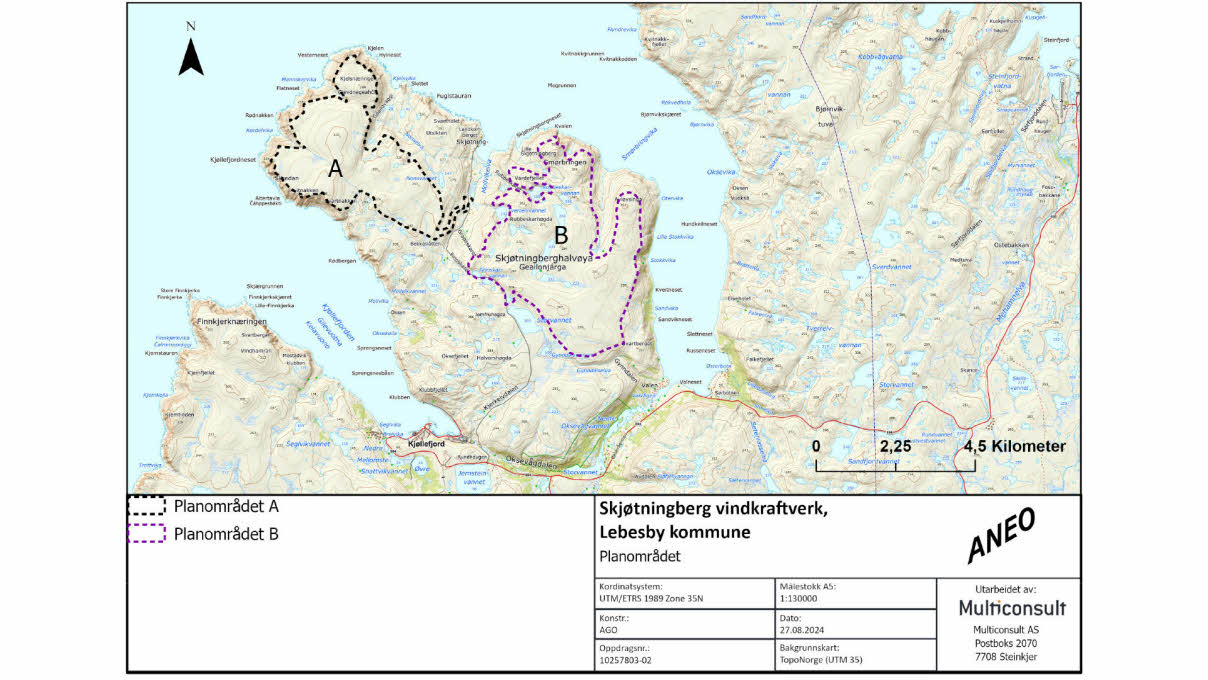 Kart over prosjektområde skjøtningberg